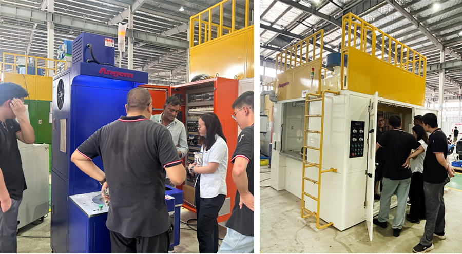 老客戶再信賴！印度（dù）客（kè）戶親臨羞羞视频在线观看驗收襯套縮徑機、自動噴膠機